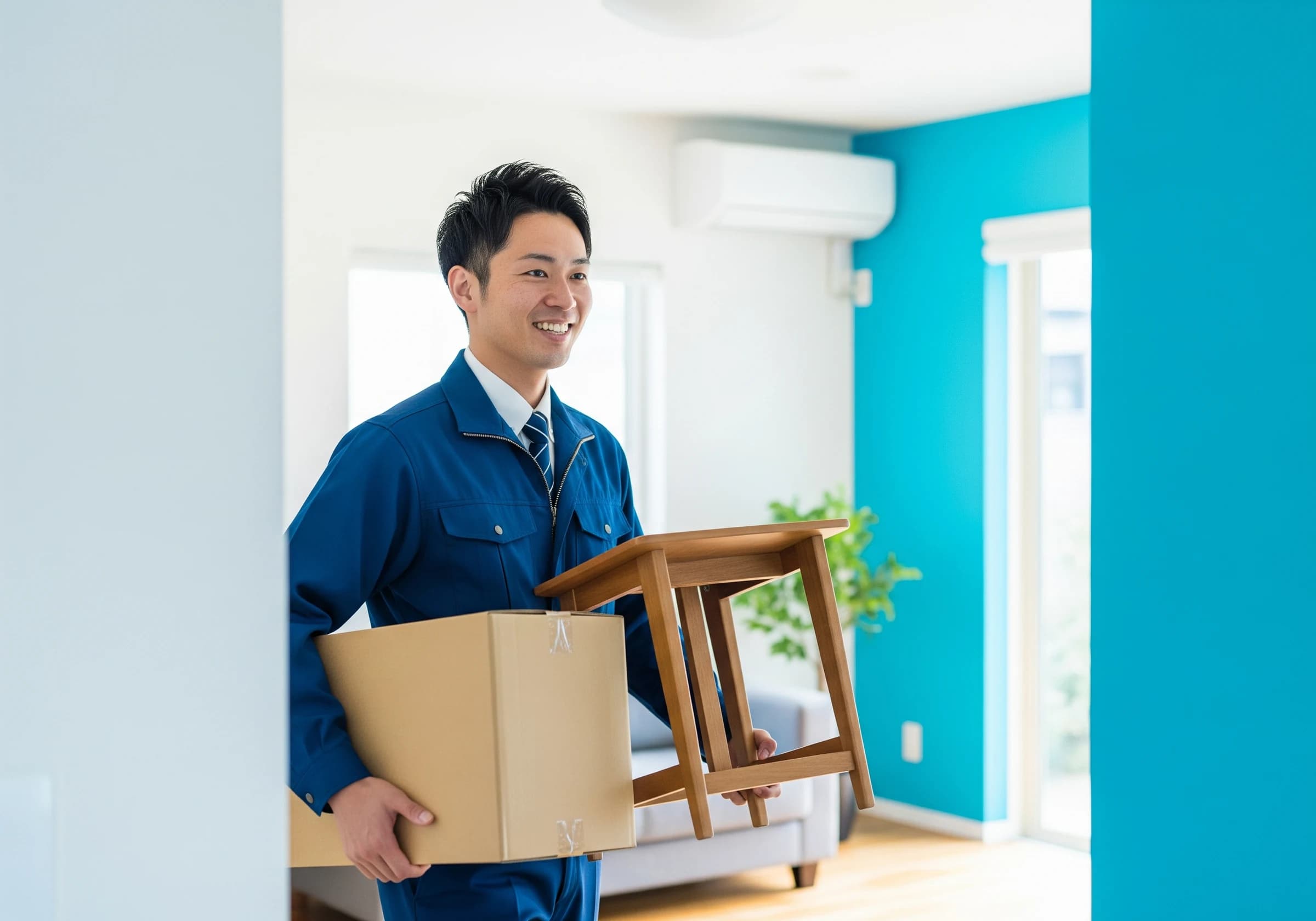 スタッフが家具を回収する様子